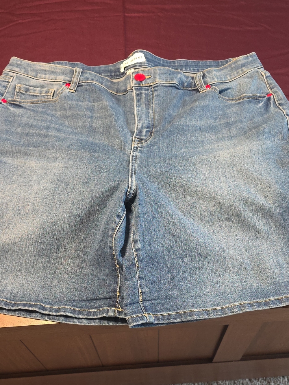 Lane Bryant Blue Denim Shorts with Red Accent